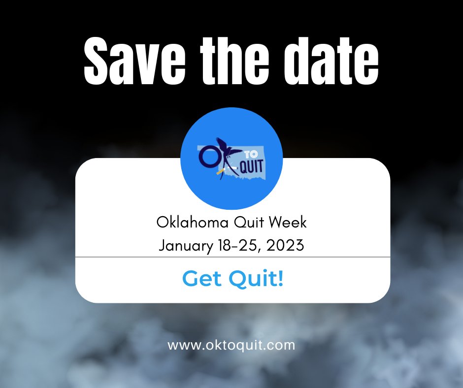 #Oklahoma Quit Week starts one week from today! Who's ready to get quit from #tobacco!? 

#oktoquit #OklahomaCity #Tulsa #healthylifestyle