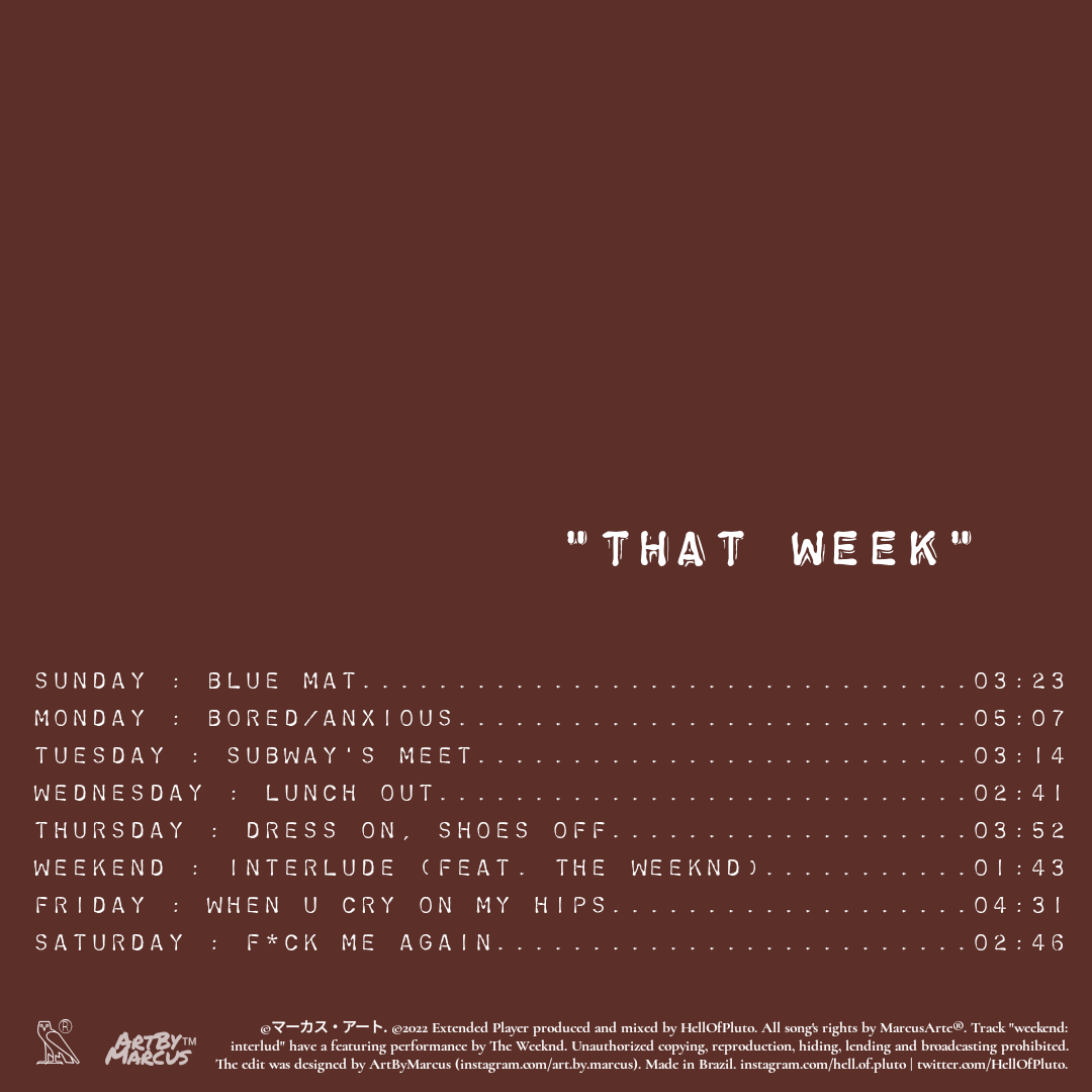 HellOfPluto's tweet photo. "THAT WEEK" - Extended Player by @marcus_arte
⚠️IT'S A FICTIONAL EP⚠️
📷 picture by @itimaliasof
✅ @ArteByMarcus
⭐ post's also on https://t.co/DfkFdmodBa
.
#marcusarte #theweeknd #ar #arte #photography #albumcover #hellofpluto #gaylove #loveislove #LGBTQIA #gay #gaybrasil https://t.co/tR6PhQMHkJ
