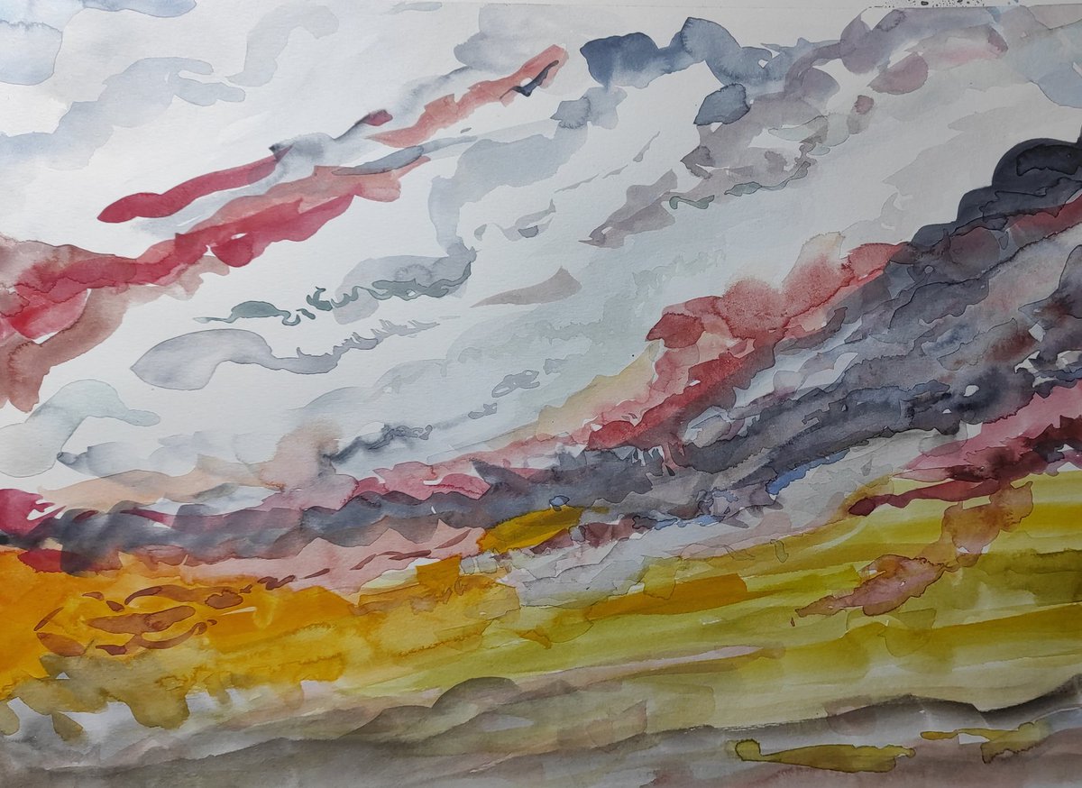 esedinet's tweet photo. On progress #Sketching #artistsontwitter #Watercolor #Esedi #Borron ARG @esedinet Dargon en sundown on fire https://t.co/tOEnceRk0R