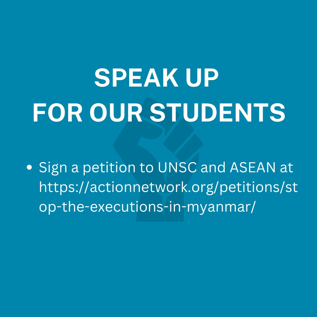 StudentsFFBurma's tweet photo. ACTIONS NOW! STAND UP FOR OUR STUDENTS. https://t.co/nUGD1pJmUE