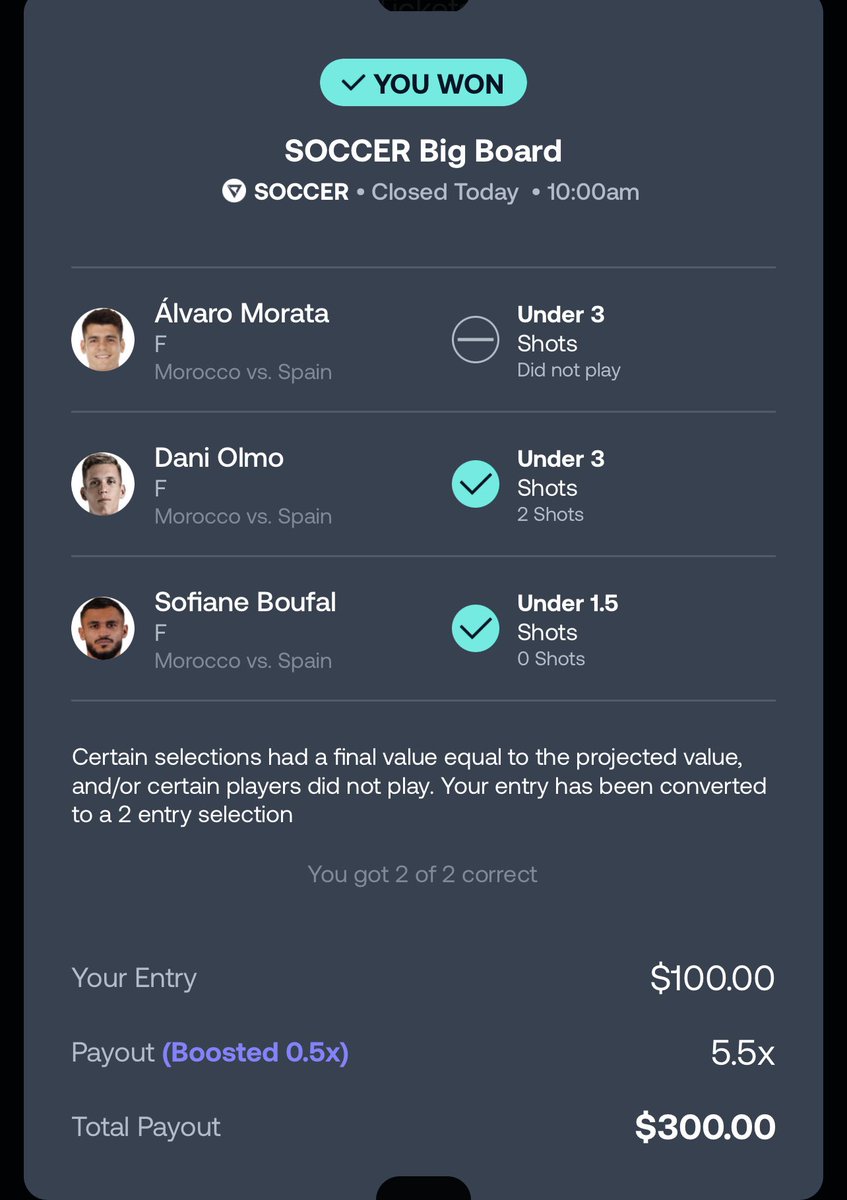 Kingpinprize's tweet photo. 8 tickets in total. 3-pick powers here on @VividPicks #soccerprops #playerprops #Vividpicks #winningtickets #profit #findingvalue https://t.co/w5e8KFjJIX