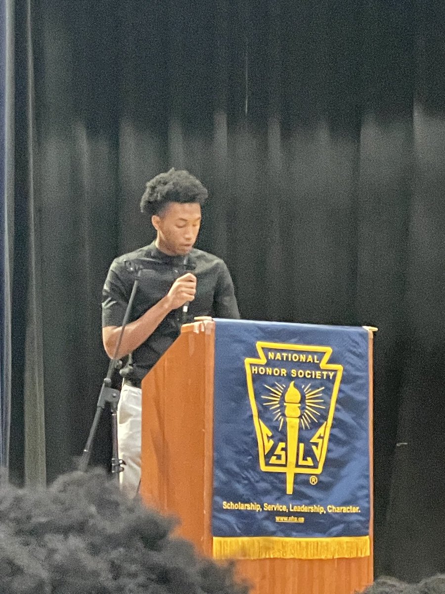 Before our win last night, seniors and Secretary Tre McNeil and President Anthony Taylor spoke at our National Honor Society Induction Ceremony #dudleybasketball #studentathlete