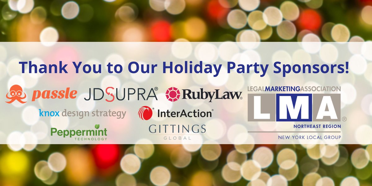 Thank you to all of our sponsors for the upcoming #LMANE_NewYork Holiday Party this Friday, 12/9. Without your generous support, this event would not be possible!

bit.ly/3XUi54G

#LMAmkt