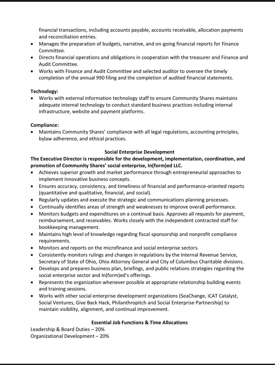 JCUNonprofit's tweet photo. Community Shares of Mid Ohio is seeking an Executive Director!

For more information please see the images below: https://t.co/tKLVy22R34