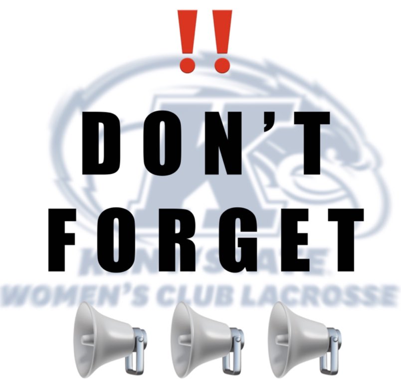 Kent State University Women’s Club Lacrosse (@ksuwcl) on Twitter photo 🚨REMINDER🚨
TONIGHT the virtual Zoom meeting will be held from 5-6pm if you are interested in playing during the Spring 2023 season. Please fill out the google form linked below if you can come!
docs.google.com/forms/d/e/1FAI… 🚨REMINDER🚨
TONIGHT the virtual Zoom meeting will be held from 5-6pm if you are interested in playing during the Spring 2023 season. Please fill out the google form linked below if you can come!
docs.google.com/forms/d/e/1FAI…