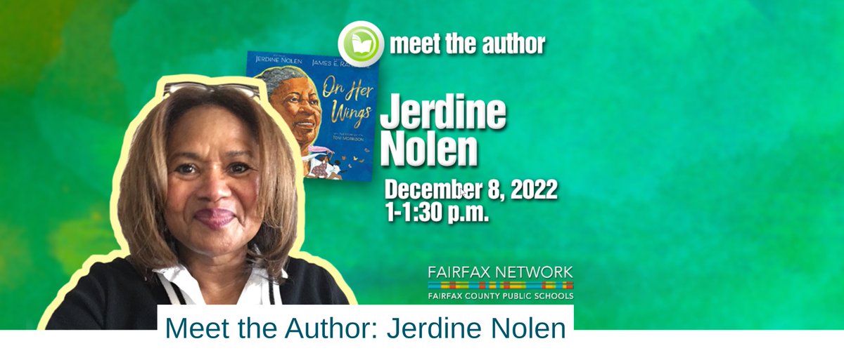 #OurFCPS: On December 8th from 1-1:30pm, author @jerdinenolen1 will discuss her latest book. To join the conversation, give us an on-call at 1-800-231-6359 during the live-streamed program. For grades 2 – 6.   The Livestream link will be available at tinyurl.com/dczz3bcr.