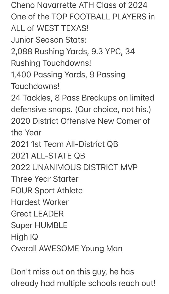 JONES__Brandon's tweet image. Cheno Navarrette | ATH | Monahans HS | Monahans TX | hudl.com/v/2K04bC | Check out some of his District/Play-Off highlights from his Jr. Szn | Go Loboes | @Matt_Stepp817 @Tepper @scout_texas @TrustMyEyesO @UncleFraz @BullCornSports1 @Jakob_BburgTV @LoboesFootball @Cheno_04