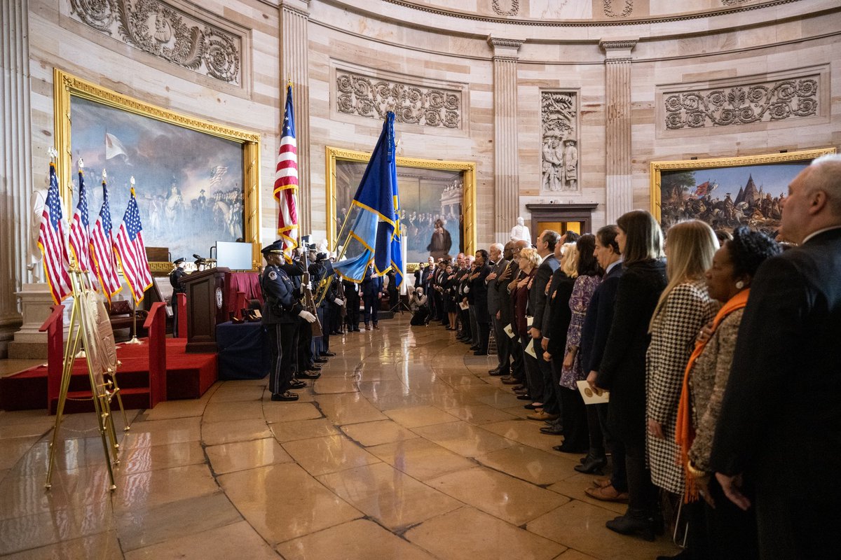 Today we honored the <a href="/CapitolPolice/">The U.S. Capitol Police</a>, <a href="/DCPoliceDept/">DC Police Department</a> and law enforcement who defended our Capitol building on January 6th with the Congressional Gold Medal. We will never forget their bravery and sacrifice while defending our democracy. Thank you to our heroes.