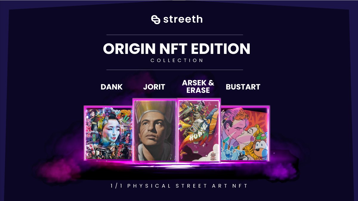 onstreeth's tweet image. We are excited to reveal that #streetart by DANK, Arsek &amp;amp; Erase, Bustart &amp;amp; Jorit feature in STREETH&apos;s Origin Edition #NFTCollection @dartpavilion’s metaverse @ArtBasel 

👉 monaverse.com/spaces/darpa 

#NFTCommunity #ArtBasel #NFTartist #artofbust #bustart #DANK #Arsek #Erase #jorit