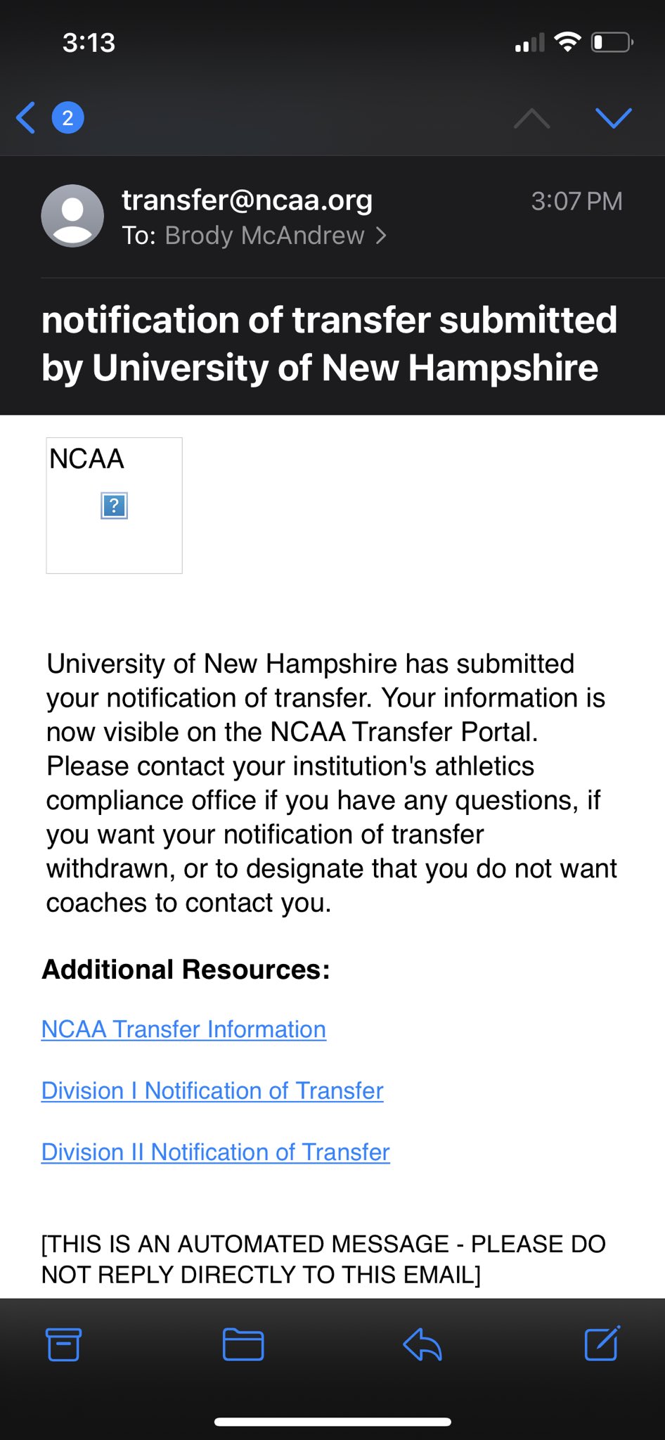 Brody McAndrew on Twitter "Officially in the Transfer Portal with 3
