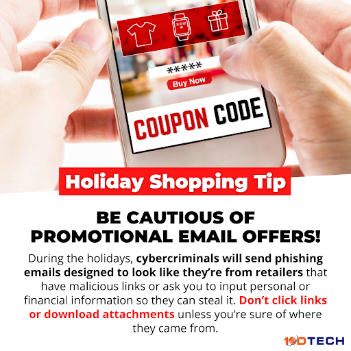 10D_Tech's tweet image. Cybercriminals are getting craftier every year &amp;amp; will stop at nothing by using the art of deception. Make sure Santa delivers what he promised–without falling victim to some shady Elf-in-the-North Pole shenanigans! #holidayshoppingtip #cybertip #holidayshopping #10DTech #OregonIT