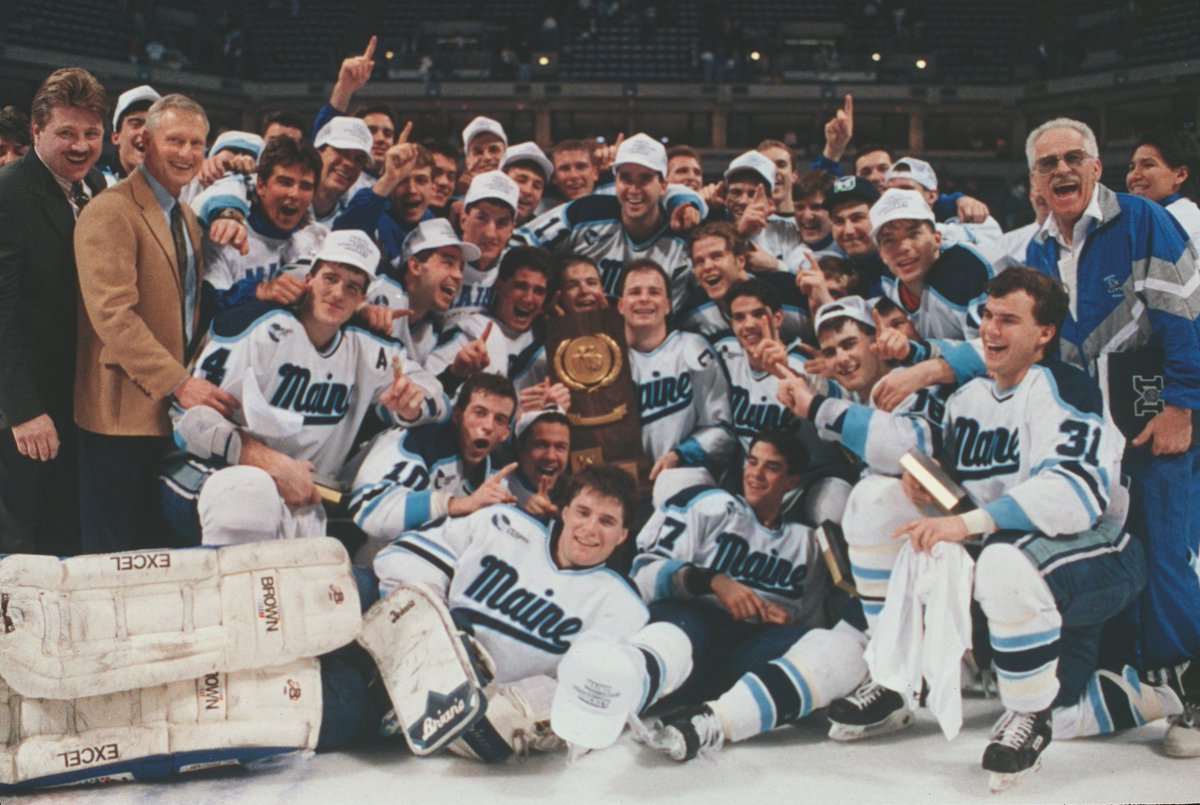 NCAAIceHockey's tweet photo. #Tbt In 1993, @MaineIceHockey scored 2⃣9⃣2⃣ goals (6.49 goals per game) throughout the season. This is the most goals scored in a season in NCAA Division I Men's Ice Hockey history.🤯

#NCAAHockey https://t.co/OajMmoeXLf