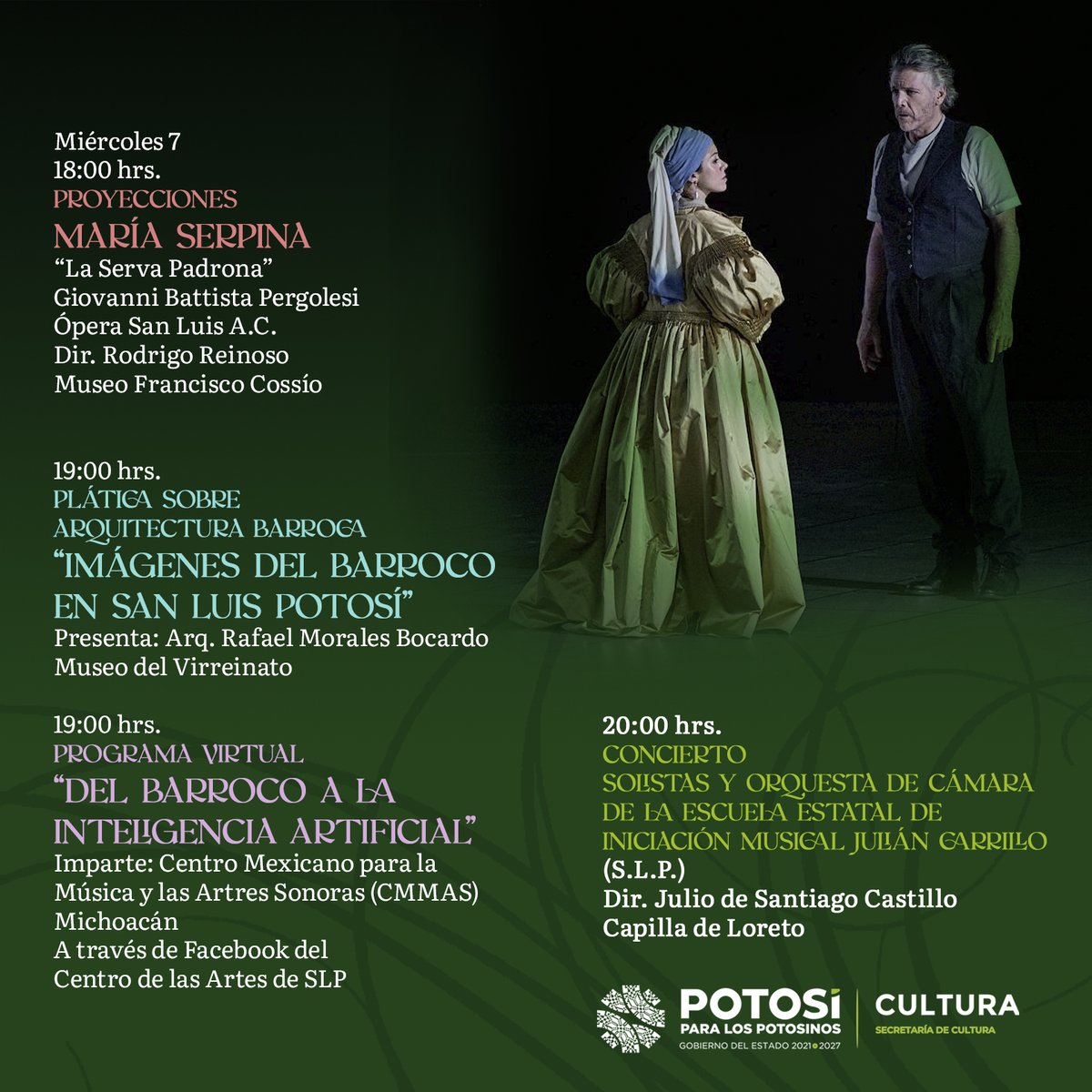seculturaslp's tweet photo. ⚜🔸 #ProgramaDeHoy 🔸⚜
Festival de Música Antigua y Barroca
📆 MIÉRCOLES 7 DE DICIEMBRE 2022
🔔 ¡Recuerda que todas las actividades son sin costo!
#BarrocoSLP2022 #FestivaldelBarroco #Barroco2022 #CulturaEresTú #CulturaSLP #YaSeNota #SecretaríadeCulturaSLP https://t.co/dAhLyqwBZY