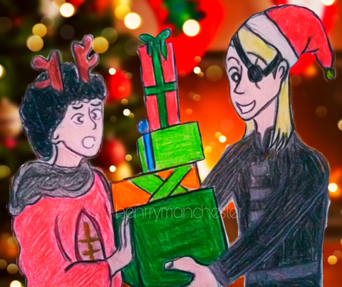Henmanchester's tweet photo. Day 4: exchanging gifts

Lucerys: Aemond, that's a lot of gifts!
Aemond: All are for you, my love. 

—Drawing made by me
—Edited in picsart
—The pose is not mine, all credit to @/ C4llMeMaybe on twitter✨ 

#Lucemond #LucemondChristmas https://t.co/8RsqW9dVo9