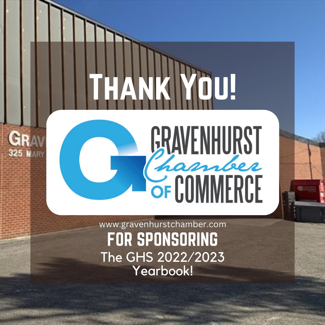 Another day, another great Gravenhurst organization supporting GHS! A big shout out to the @GhurstChamber for buying a yearbook ad. If your business is interested is supporting the GHS Yearbook please email eric.barz@tldsb.on.ca. #tldsb #ghs #gravenhurst #community