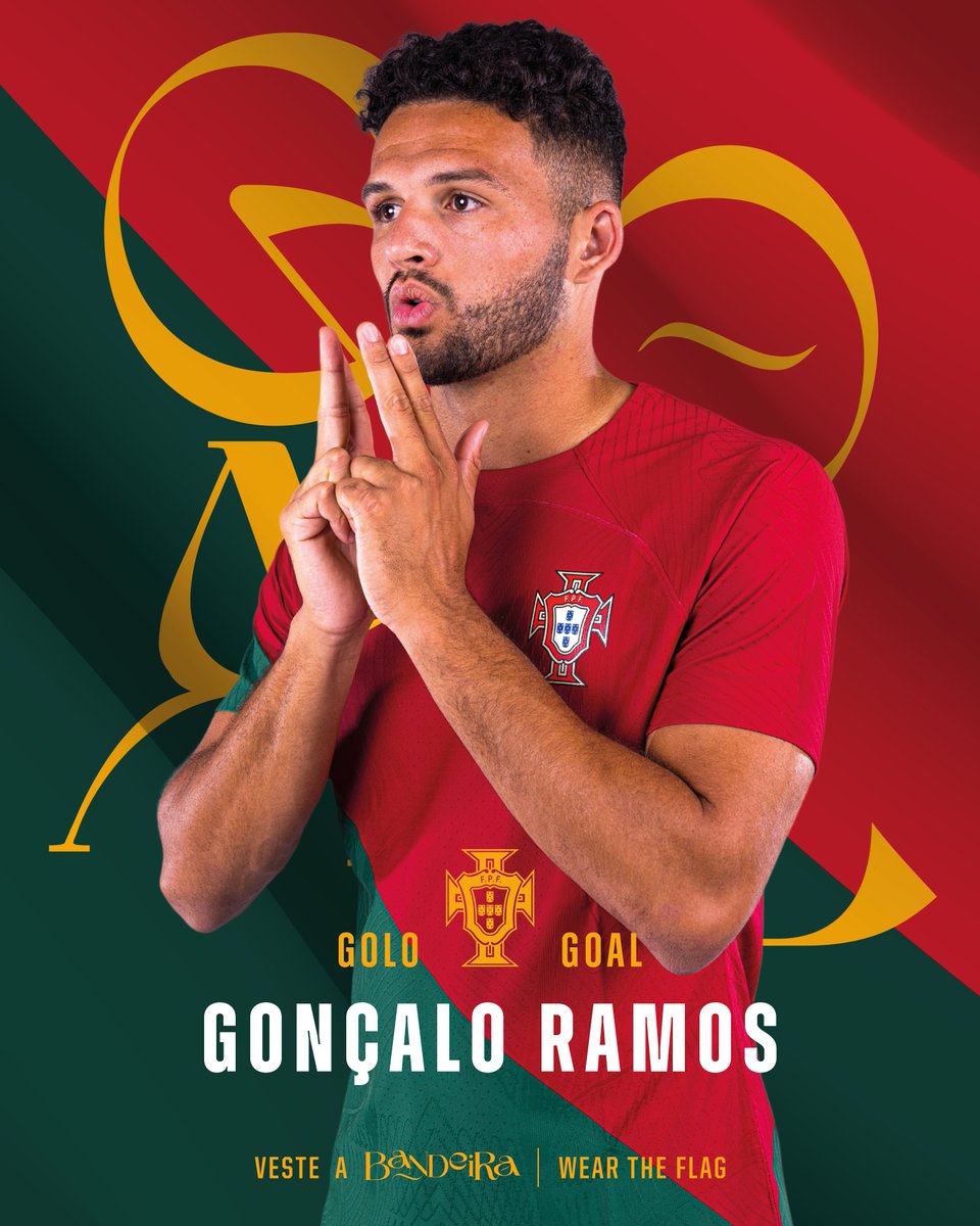 TRÊS!!!!!! GONÇALO RAMOS!!! NÃO HÁ PALAVRAS!!!!!! QUE EXIBIÇÃO!!!!

#PORSUI | 5-1 | #FIFAWorldCup #VesteABandeira