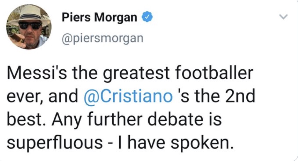 sportingintel's tweet photo. Things have gone soooo well for @cristiano since sitting down with @Piersmorgan for an interview that was effectively pressing the flush button on his top-level career. 

Hope he never sees this (now deleted) tweet. https://t.co/93QAOInm62