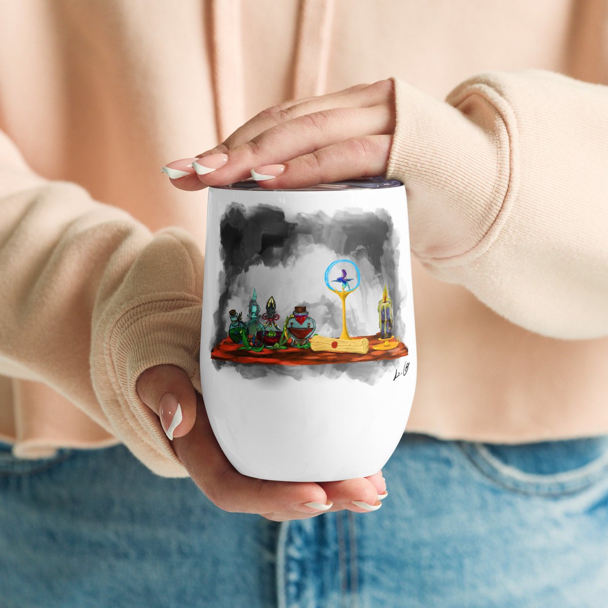JewelsMeldo's tweet photo. Get your Christmas gift from small business! Original art design by Meldo Jewels on wine tumbler. 
#christmas #etsy #geekwinecup #nerdwinecup #witchywinecup #winecupforreader #reader #writer #fantasy #gift #winetumbler #handmade #digitalart #giftforchristmas #DnD https://t.co/STkLC5xod7