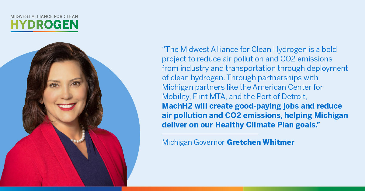 American Center for Mobility (@acmwillowrun) on Twitter photo Michigan Governor <a href="/GovWhitmer/">Governor Gretchen Whitmer</a> is a strong advocate for clean hydrogen and part of a bipartisan group of elected officials across the Midwest supporting <a href="/MWCleanHydrogen/">Midwest Alliance for Clean Hydrogen</a>. #MachH2 #Cleanhydrogen #healthyclimate #puremichigan #H2 #innovation #futuretransportation #EV Michigan Governor <a href="/GovWhitmer/">Governor Gretchen Whitmer</a> is a strong advocate for clean hydrogen and part of a bipartisan group of elected officials across the Midwest supporting <a href="/MWCleanHydrogen/">Midwest Alliance for Clean Hydrogen</a>. #MachH2 #Cleanhydrogen #healthyclimate #puremichigan #H2 #innovation #futuretransportation #EV