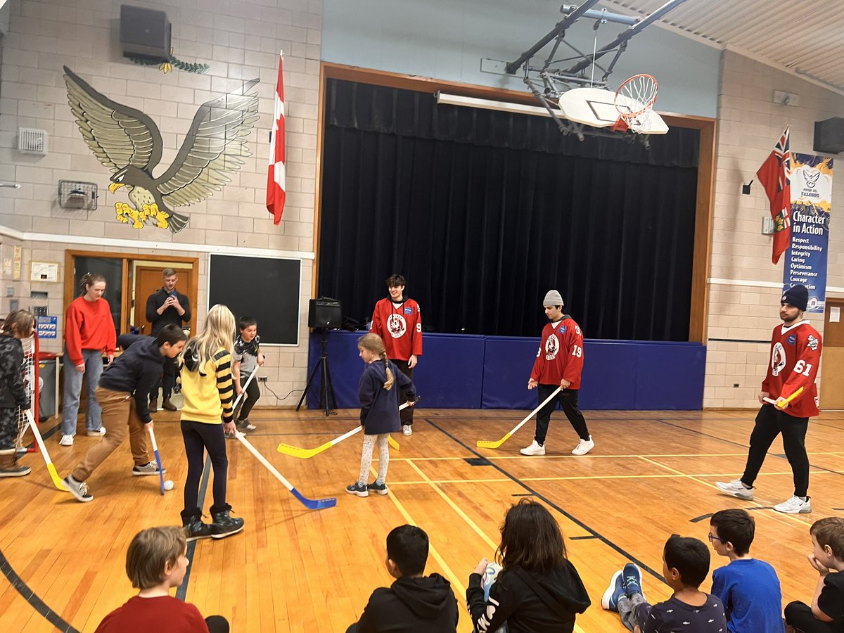 thank you <a href="/OHLIceDogs/">Niagara IceDogs</a> for coming to our school and inspiring our students ! some lucky students even got a chance to play ball hockey with some players! 😁 <a href="/dsbn/">District School Board of Niagara</a> <a href="/FitchSchool/">Fitch Street School</a>