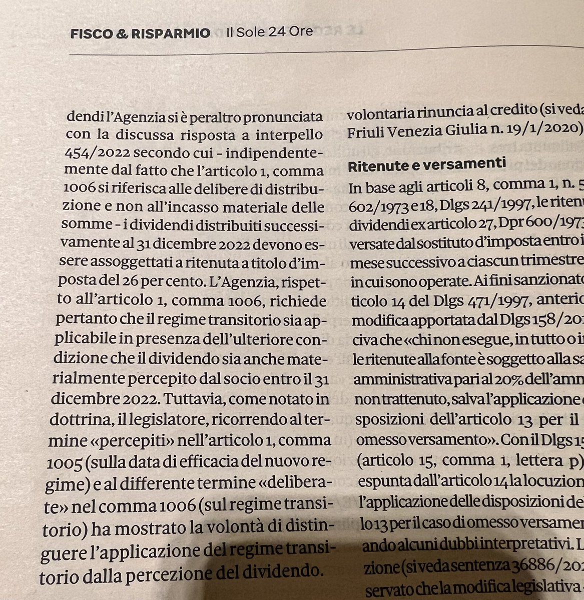 tax_analysis's tweet photo. Tempismo straordinario. Proprio oggi nell’inserto del Sole 24 Ore sul risparmio si parlava della stessa tematica 🤓 @lin81301 @GhiselliFabio1 @denardimax @giovanardiandre @GabrieleIuvina1 @iusEmanagement #Interpello #Modificato. https://t.co/TurLhGsdyZ