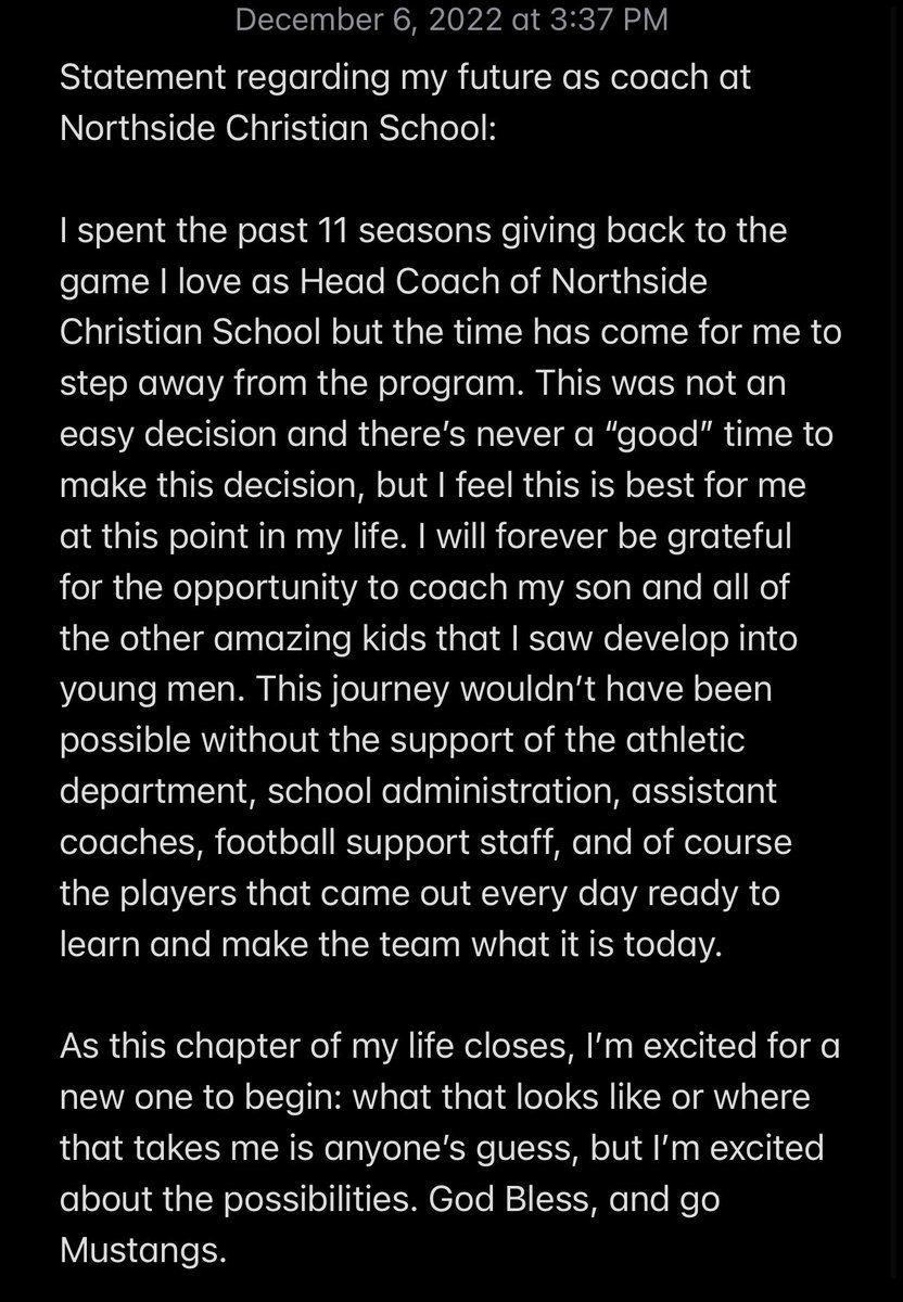 40MikeAlstott's tweet photo. Statement regarding my future as coach @NCSMustangs: https://t.co/ggEhbgh5Bh