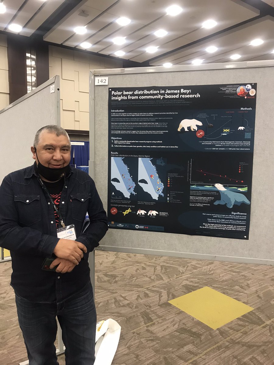 al_langwieder's tweet image. Hey #ASM2022, George Natawapineskum (not on Twitter) and I will be at poster 142 tonight to chat about our polar bear work in the Eeyou Marine Region of James Bay🐻‍❄️❄️ feel free to come say hi! 

@ArcticNetSA @ArcticNet