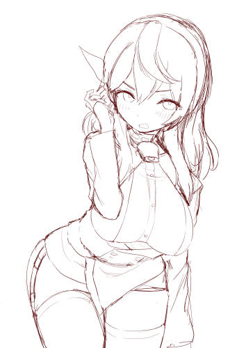 クリスタの練習に朝っぱらからおっぱい描いてる 