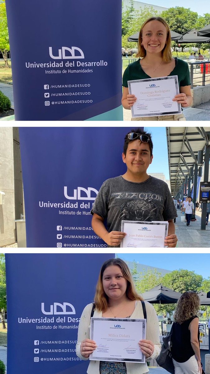 HumanidadesUDD's tweet photo. 🎖️Ganadores concurso 𝗖𝘂𝗲𝗻𝘁𝗼𝘀 𝗱𝗲 𝗧𝗲𝗿𝗿𝗼𝗿, sede Santiago y Concepción, con sus respectivos premios 

¡FELICITACIONES!
@UDD_cl https://t.co/LOiPaj1Y7N
