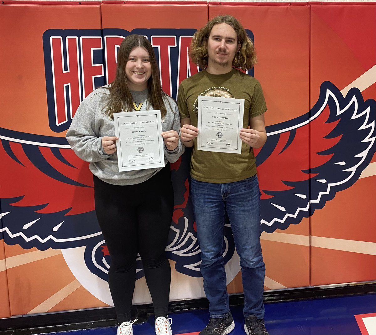 HeritageHighIL's tweet photo. Congratulations to our Illinois State Scholars Adena Paul and Owen Ashbrook https://t.co/lIaKWttbad