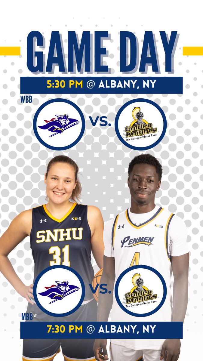 snhupenmen's tweet photo. It’s game day! @SNHUWBB and @SNHUMBB in action at Saint Rose. https://t.co/YZBTESuItm