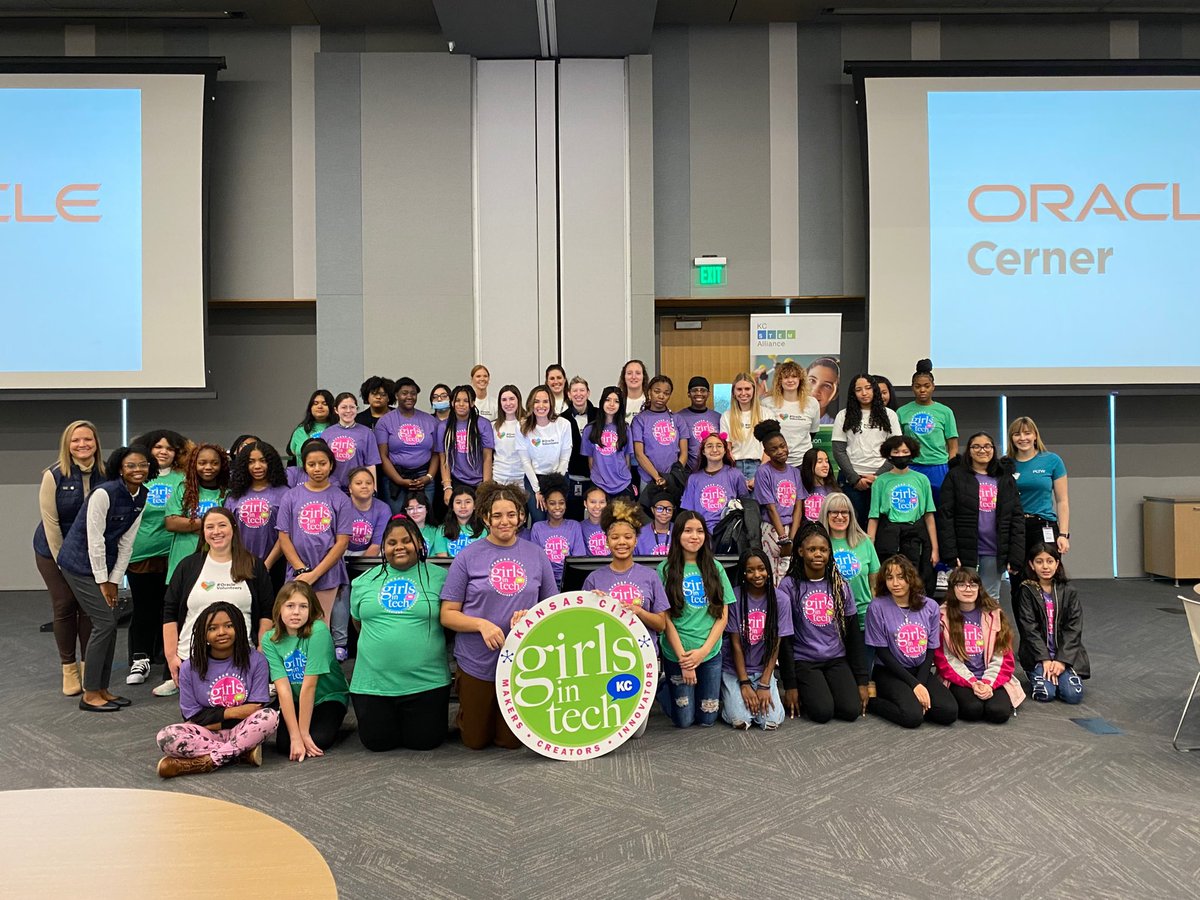 PLTWorg's tweet photo. PLTW was present at today's Girls in TECH KC event. This collaboration between @Cerner, @STEMKC and PLTW celebrates CS Ed Week, and the positive impact of a STEM eco system. Middle school students from Hickman Mills showed off their computer science and coding skills! https://t.co/nw19SlhDs9