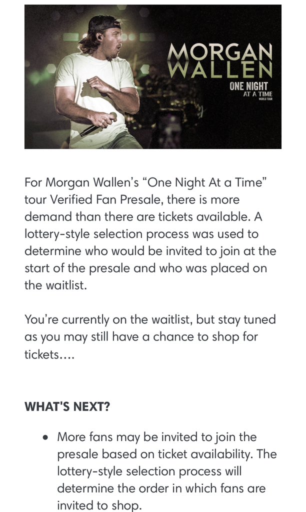 rhudson11095's tweet photo. @Ticketmaster your system is completely ridiculous and unfair. Only allowing a certain number or people to get a presale code, not guaranteeing them they will get tickets, and if you don’t get a code you won’t get to have a chance at all. This is messed up. https://t.co/gyRfJVj0aW
