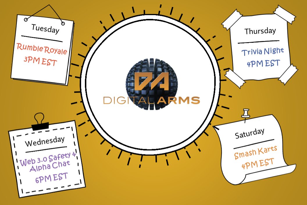 DigitalArmsNFT's tweet photo. We would love to have you all join our server to participate in our weekly activities!  

Here's what we have going on this week!

https://t.co/99SzHQxB2M

#hntrtoken #hntrnft #digitalarms #digitalarmsNFT $HNTR https://t.co/9gvFYMJPx9