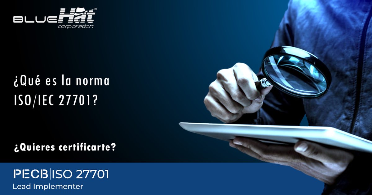 BlueHatCorp's tweet photo. La norma ISO 27701, también abreviada como PIMS (Sistema de Gestión de Privacidad de la Información) delinea un marco para que los Controladores y Procesadores de Información Personal gestionen la privacidad de los datos.
#iso27701 #GDPR #dataprivacy #cyberseguridad #pecb https://t.co/C1q5hTdGGl