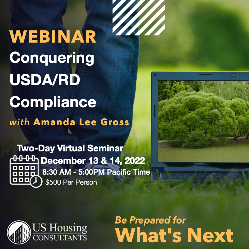 ushousing's tweet photo. Learn How to Conquer USDA/RD Compliance! Amanda Lee Gross delves deep into Rural Development’s laws &amp; regulations, while also providing real-world examples with practical application. An optional certification exam will be offered. https://t.co/8K1W3xFYOb #ushousingconsultants https://t.co/2vTECplMxO