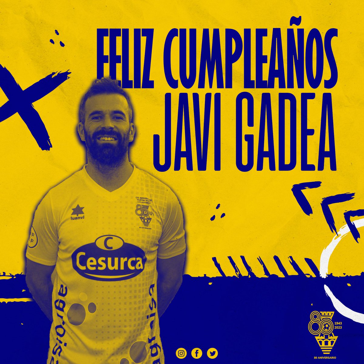 🎉🥳FELIZ CUMPLEAÑOS 🎁 🎈 

Felicidades <a href="/javigadea1/">javigadea</a> , nuestro defensa insignia‼️ que mejor que celebrar este cumple con victoria y gol en el partido de mañana? ⚽️

Sea como sea, que sigamos celebrando cumpleaños, goles, victorias juntos 🍻 💪🏻

#SentimientoHT
💛💙💛
