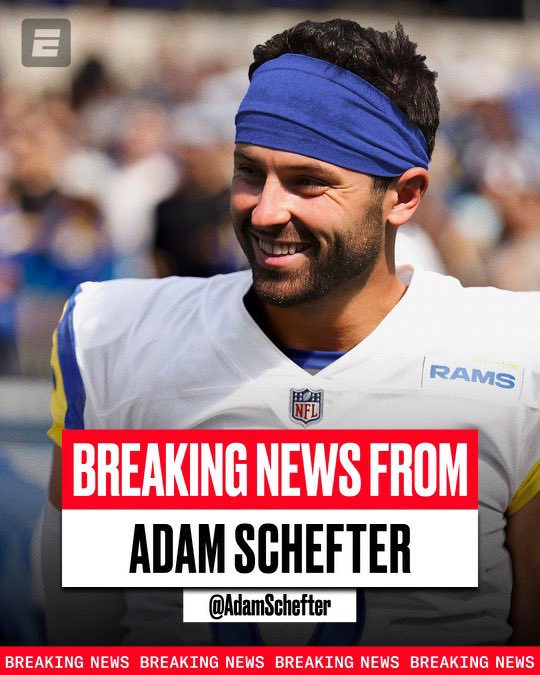 Former No. 1 overall pick Baker Mayfield was claimed on waivers today by the Los Angeles Rams, per league sources. The Rams now inherit the remaining $1.35 million on Mayfield’s contract. Mayfield is expected to fly to LA by tonight and could play Thursday night vs. the Raiders.