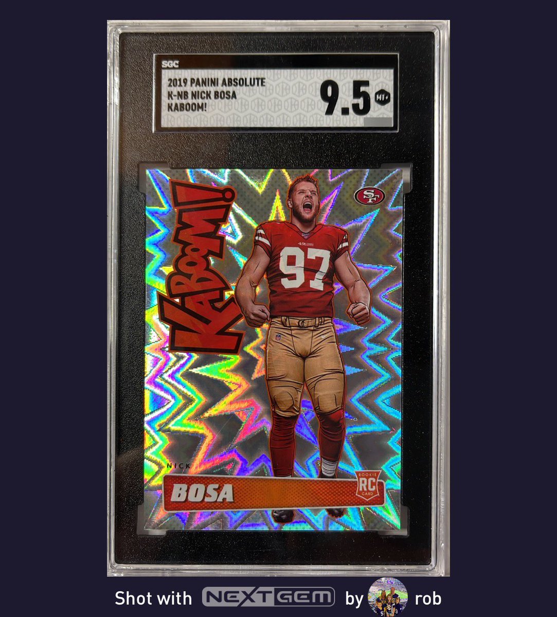 roroweber1's tweet photo. @GoldinCo I only have one. I bought this one Kaboom card from my son on the way back from The National in July-
NICK BOSA 2019 PANINI ABSOLUTE KABOOM!
#NickBosa #paniniabsolute #Kaboom! #SGC #tradingcards #sportscards #thehobby #nextgemapp https://t.co/o13G07m5bu
