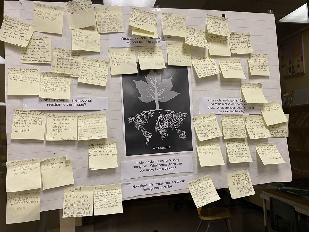 BlissCarmanSrPS's tweet photo. Teachers at Bliss Carman reflecting on our @unlearn_com student responses. How can we connect our unlearn activities to enhance the curriculum connections? #studentthinking #unlearn @TDSB_LN16 @tdsb https://t.co/JDE9JXOE4c