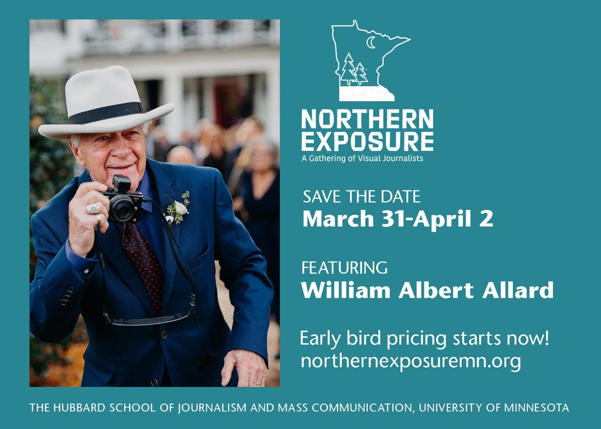 We're excited to announce our first speaker for the spring gathering, UMN alum William Albert Allard. Mark your calendar for March 31-April 2 and make plans to join us! bit.ly/2KzZ95Y <a href="/UMN_HSJMC/">Hubbard SJMC</a>