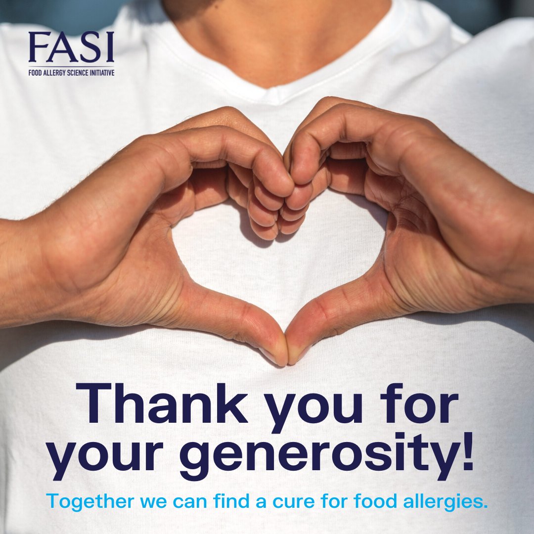 Food Allergy Science Initiative (@foodallergysci) on Twitter photo On <a href="/GivingTuesday/">GivingTuesday</a> 2022, we saw increased support for our mission along with those of many other non-profit organizations. Thanks to the generous members of the food allergy community, all gifts to #FASI are being matched dollar for dollar up to a total of $100,000. On <a href="/GivingTuesday/">GivingTuesday</a> 2022, we saw increased support for our mission along with those of many other non-profit organizations. Thanks to the generous members of the food allergy community, all gifts to #FASI are being matched dollar for dollar up to a total of $100,000.