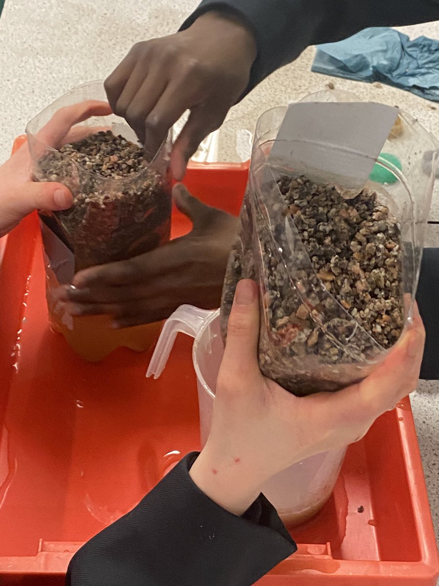 DownendScience's tweet photo. Science club took up the Ditch the Dirt challenge from #PracticalAction today. After a discussion about the problems in obtaining clean water in some countries and fog catchers in Peru, we created filter system. Lots of mess with sand and muddy water ensued. @lisaj_howell https://t.co/VLpS9KwJem