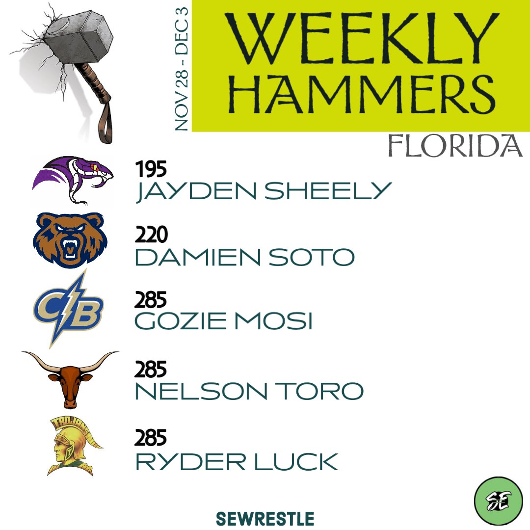 Florida Weekly Hammers Nov 28 - Dec 3
Info at sewrestle.com