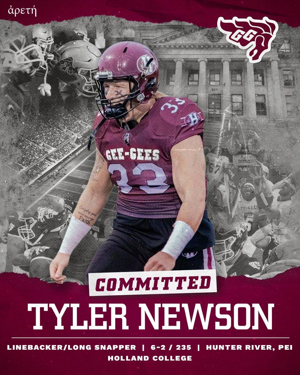 We are excited for linebacker/long snapper Tyler Newson to join Gee-Gees family! 🔥
 
Joining us from the east coast, Newson was an AFL All-Star at Holland College. 

Welcome to #GGnation! 🐎