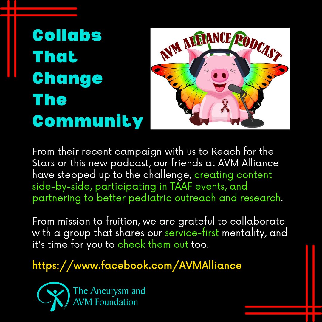 TAAF's tweet photo. Strong collaborations make for a better-informed public and a better-served community.
#pediatricAVM #stroke #AVM #brainaneurysm #AVMAlliance #arteriovenousmalformation #ThinkTAAF #TAAFTuesday
https://t.co/msu8CEbBVr https://t.co/xrbLnfIUth