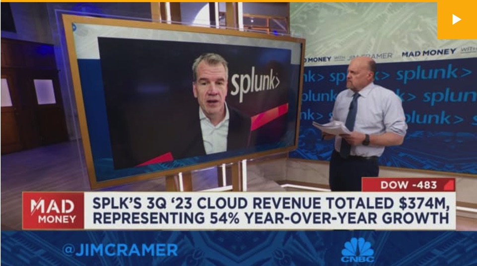 splunk's tweet image. We’re helping customers take on the cloud when they’re ready. But don’t just take it from us - Splunk CEO @garylsteele chatted with @MadMoneyOnCNBC’s @jimcramer to share how we’re helping customer expansion in all environments: splk.it/3ixq7QK #TurnDataIntoDoing