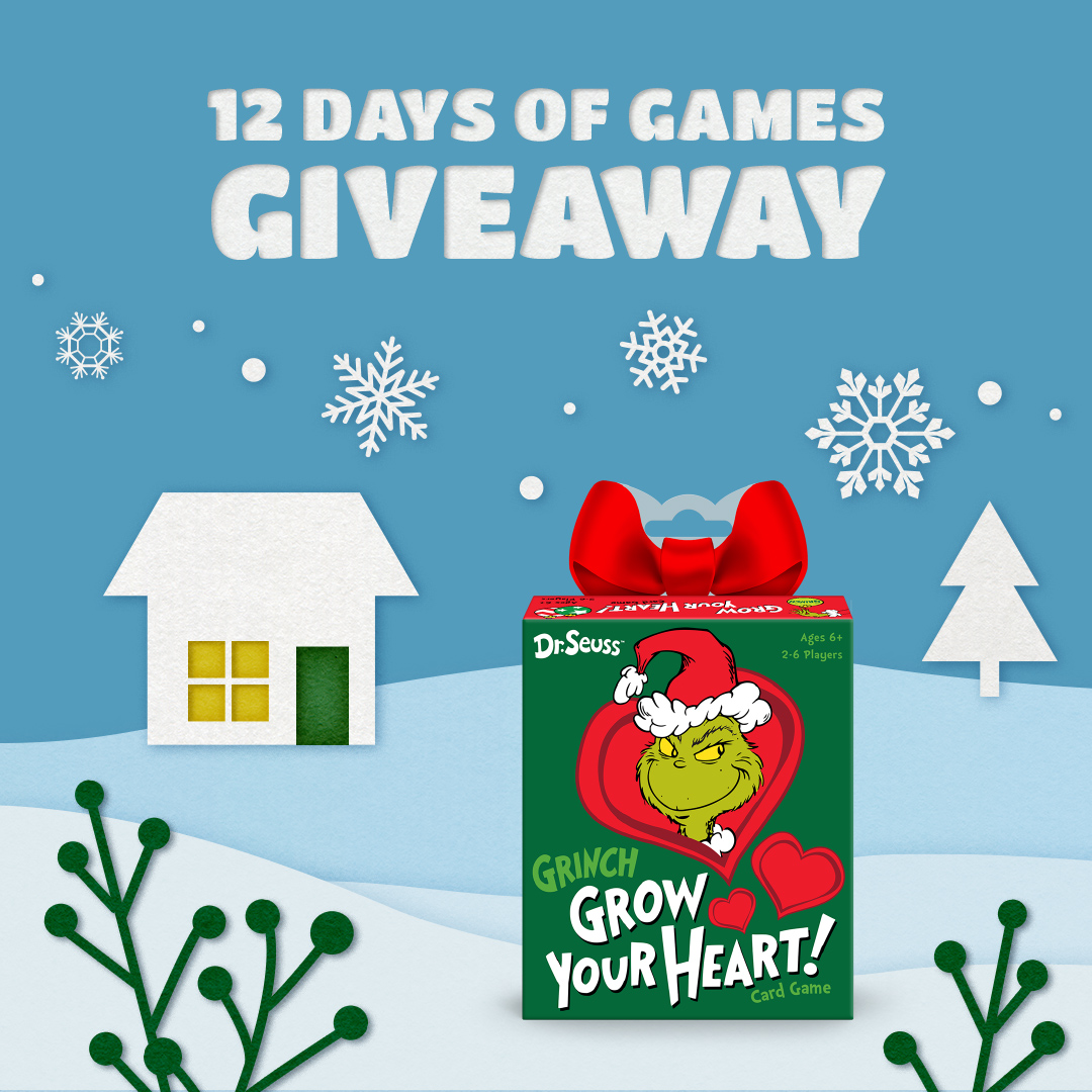 Welcome to Day 2 of the Funko Games 12 Days of Games Giveaway!

Today we’re giving away Dr. Seuss - Grinch Grow Your Heart Card Game!

❤️ Follow us
❤️ Retweet this tweet
❤️ Respond with a heart emoji or gif!

Want more chances to win? We’re also doing this on Facebook and Insta!