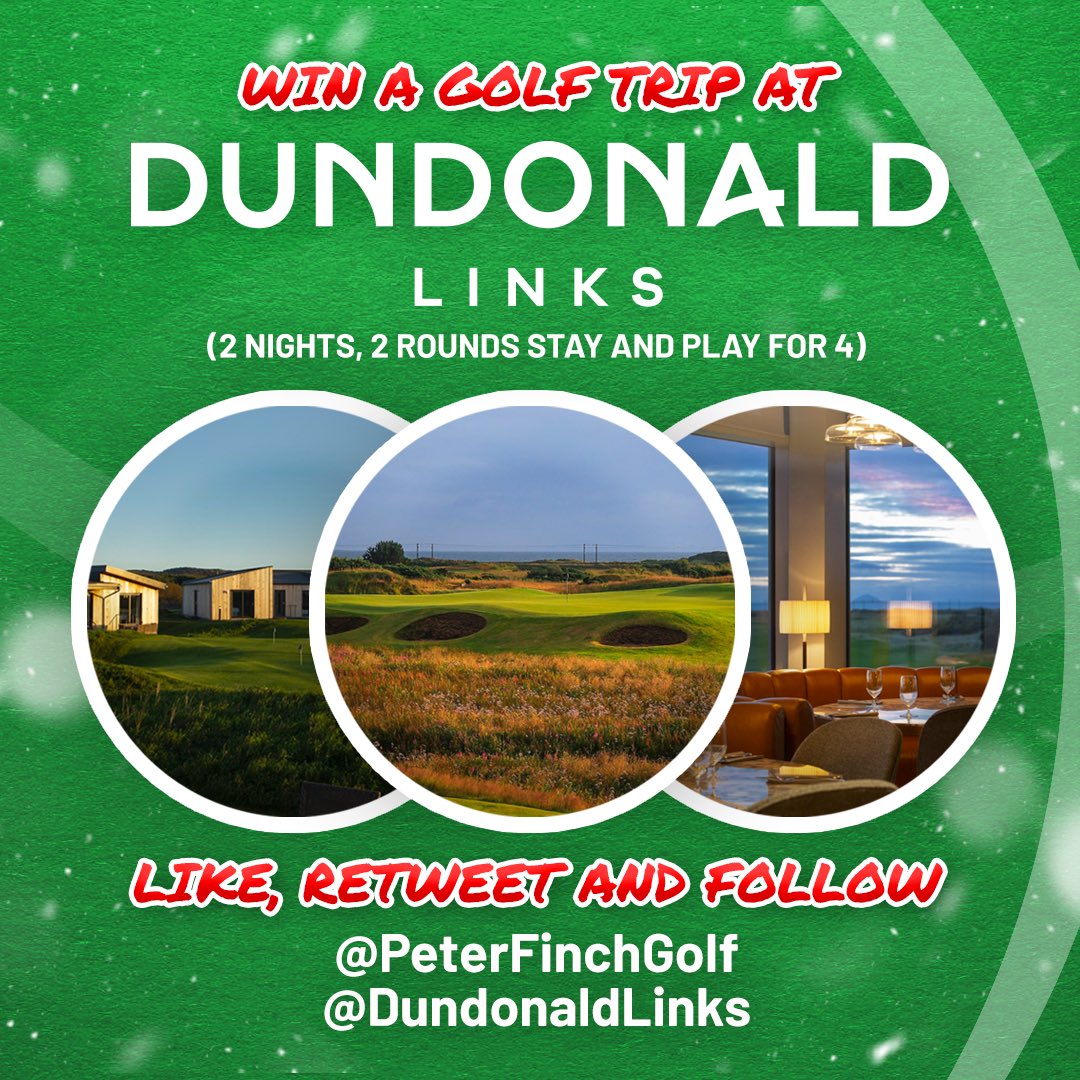 Peter Finch (@peterfinchgolf) on Twitter photo Win a Dundonald Links Golf Trip up to 4 people!!!
TO ENTER
❤️, follow me & <a href="/DundonaldLinks/">Dundonald Links</a> and RETWEET!!!
(2 nights, 2 rounds and play for 4, staying in a 2 bed lodge in twin rooms at Dundonald Links🤩)
Entry closes December 31st.
Also enter on my Instagram too!!!! Win a Dundonald Links Golf Trip up to 4 people!!!
TO ENTER
❤️, follow me & <a href="/DundonaldLinks/">Dundonald Links</a> and RETWEET!!!
(2 nights, 2 rounds and play for 4, staying in a 2 bed lodge in twin rooms at Dundonald Links🤩)
Entry closes December 31st.
Also enter on my Instagram too!!!!