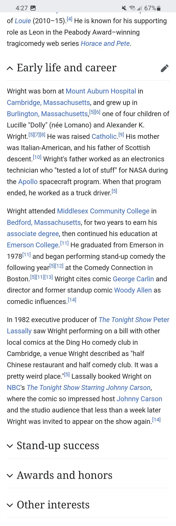 Happy birthday to Steven Wright, Emerson alum with a Wikipedia page in know will appreciate 